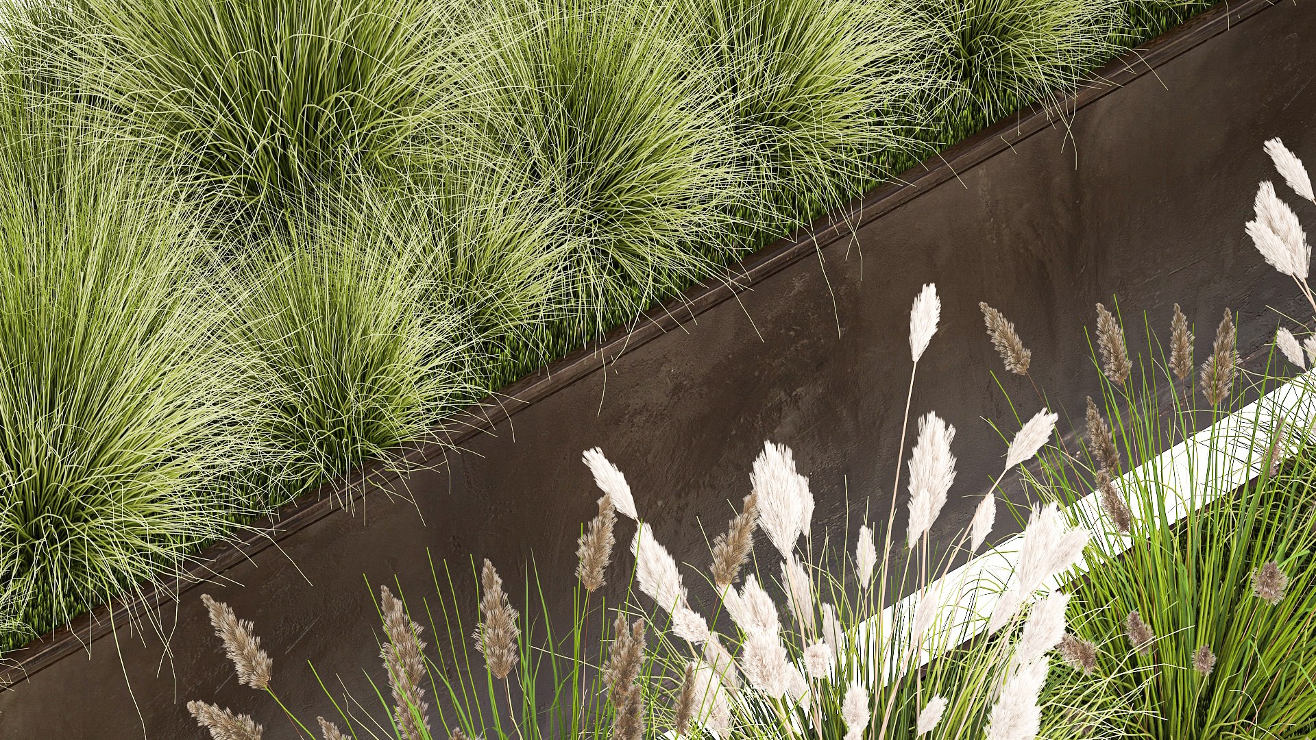 3D model Grass and bushes in a rusty flowerbed - TurboSquid 1987232