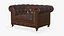 Canapé Chesterfield Réaliste en Cuir Pouf