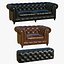 Canapé Chesterfield Réaliste en Cuir Pouf