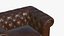 Canapé Chesterfield Réaliste en Cuir Pouf