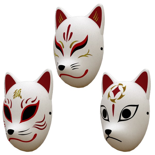Slink Tears Razor Japanese Fox Mask C Set 3D model - TurboSquid 1734852