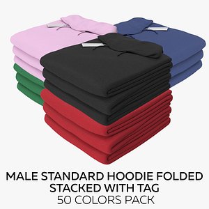 3D Male Standard Hoodie Folded Stacked With Tag 50 Colors Pack