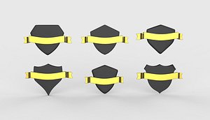 Vintage shield and ribbons banner 3D model 3D model