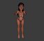 Chica de dibujos animados en bikini lista para bucear