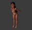 Chica de dibujos animados en bikini lista para bucear