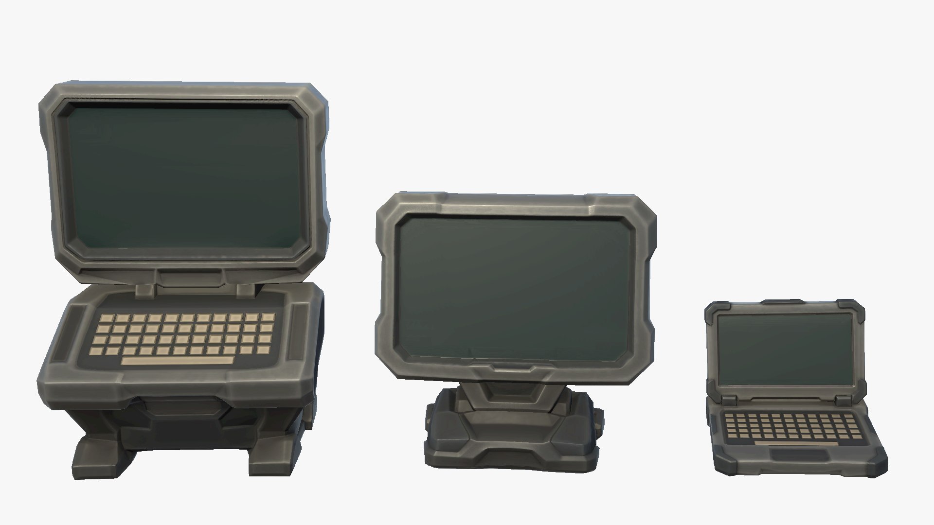 3D Model Stylized Sci-Fi Cyberpunk Computer Laptop Monitor PC TV Screen ...