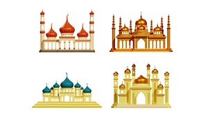 Four Mosque Illustration Pack model