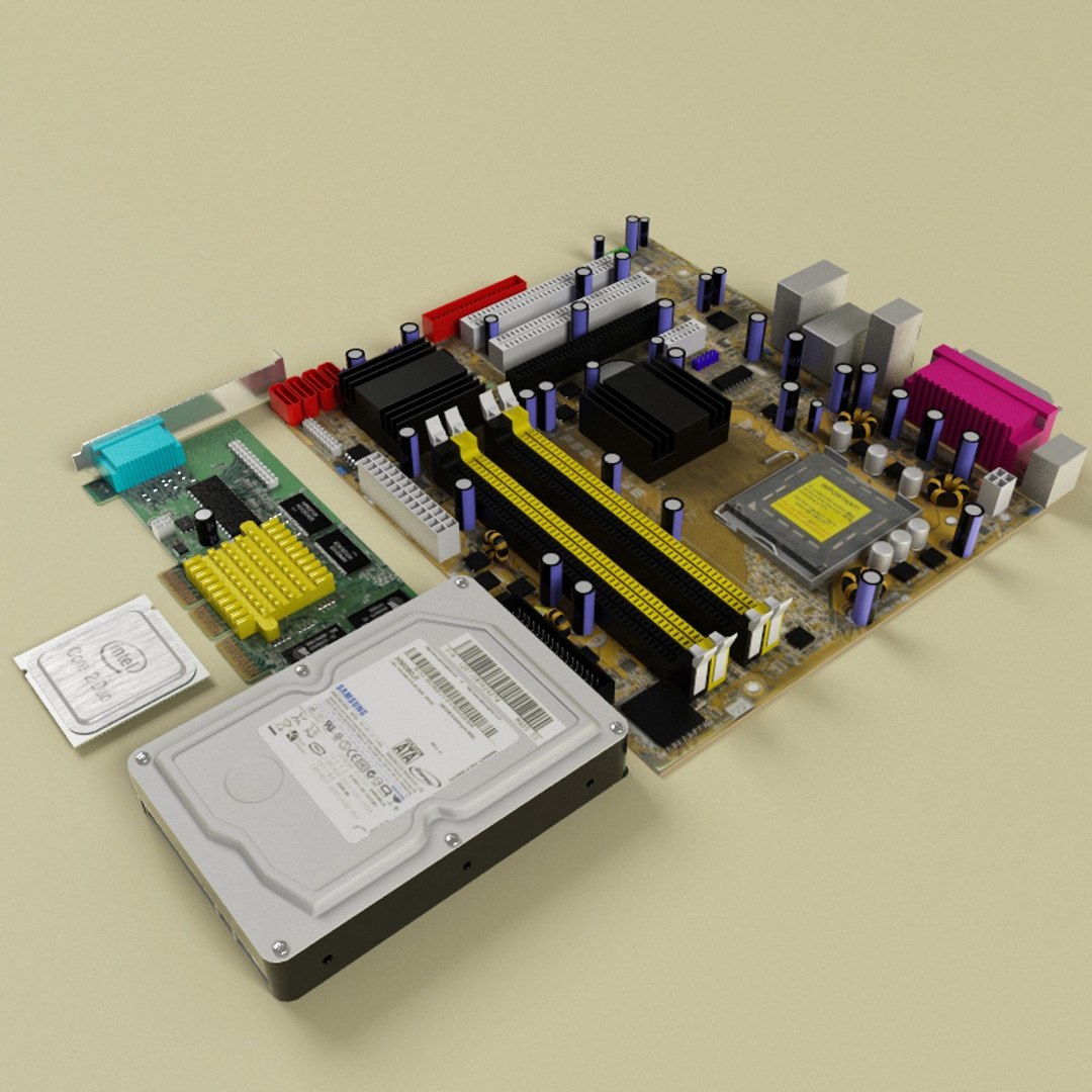 computer components card 3d model