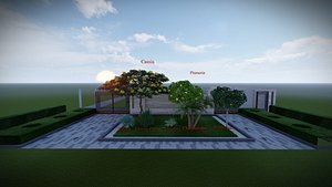 High-Quality of Trees Plants Grass Paver and Gate