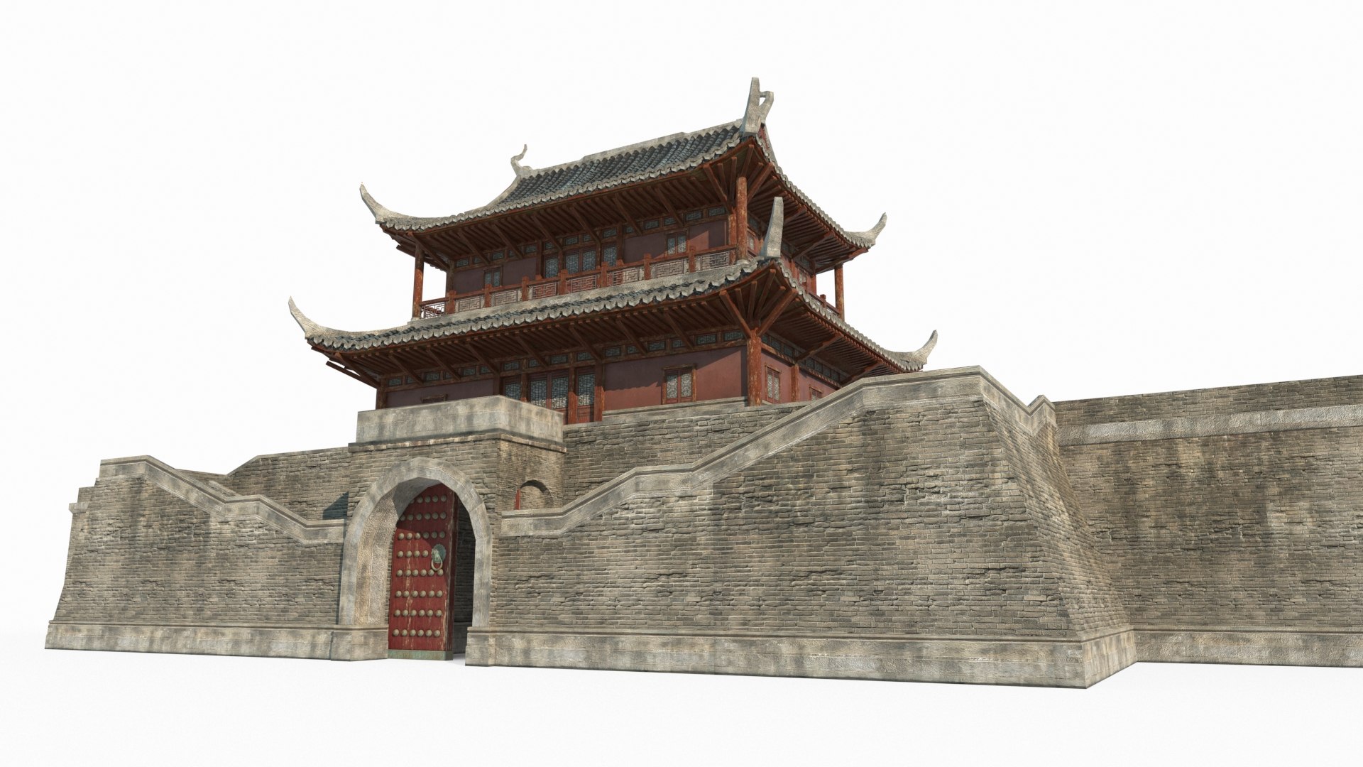 3D Ancient Asian Architecture City Gates And Towers Model - TurboSquid ...