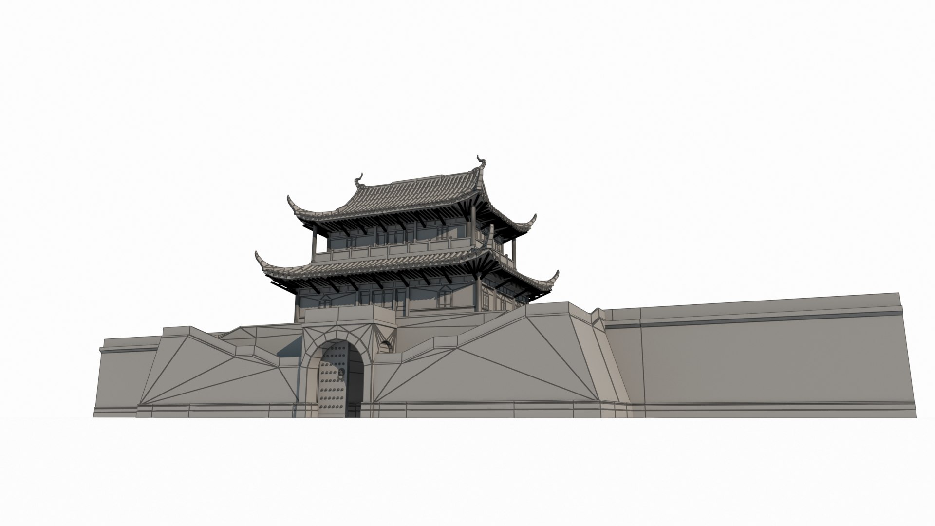 3D Ancient Asian Architecture City Gates And Towers Model - TurboSquid ...