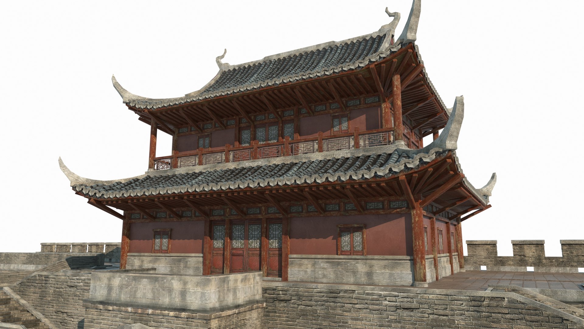 3D Ancient Asian Architecture City Gates And Towers Model - TurboSquid ...