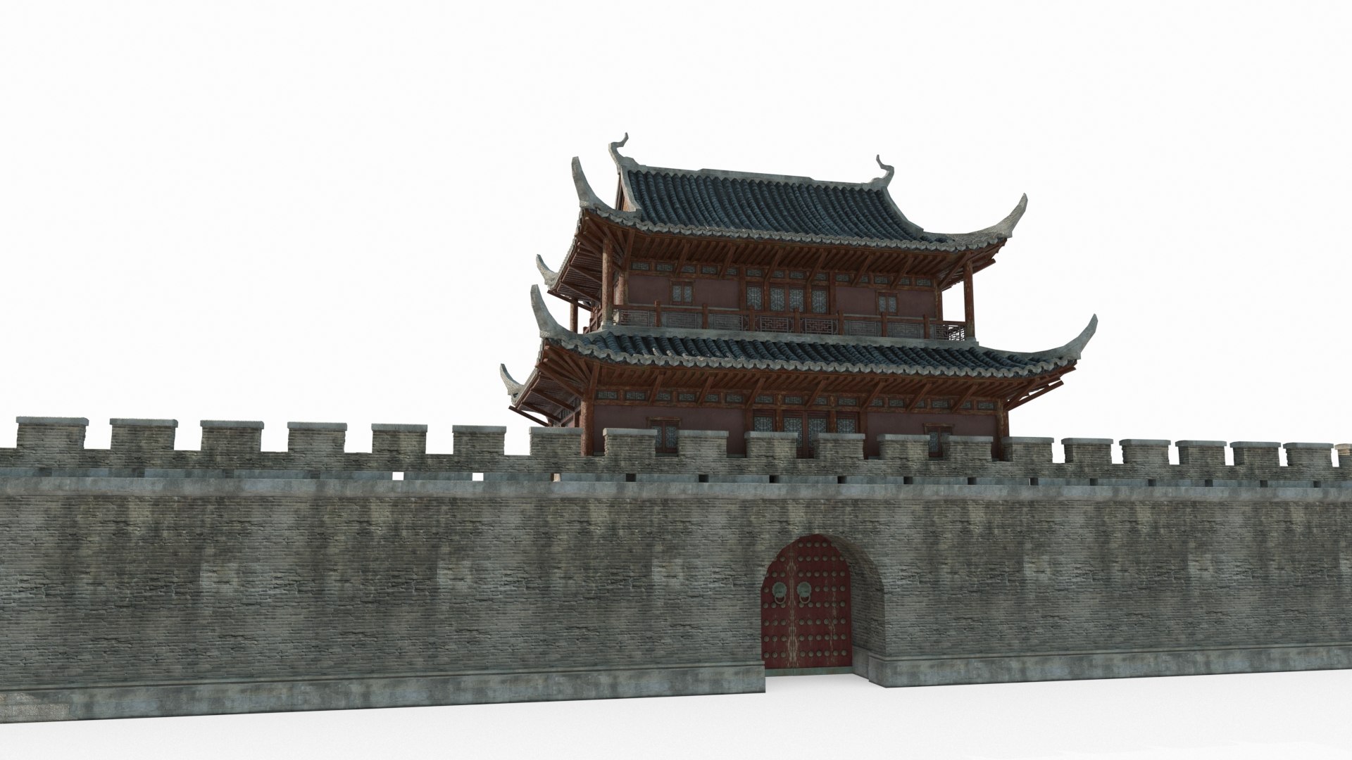 3D Ancient Asian Architecture City Gates And Towers Model - TurboSquid ...