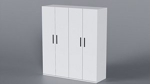 3D model Low Poly 4 doors white wardrobe 3D Model True Renders UV 4K PBR Textures