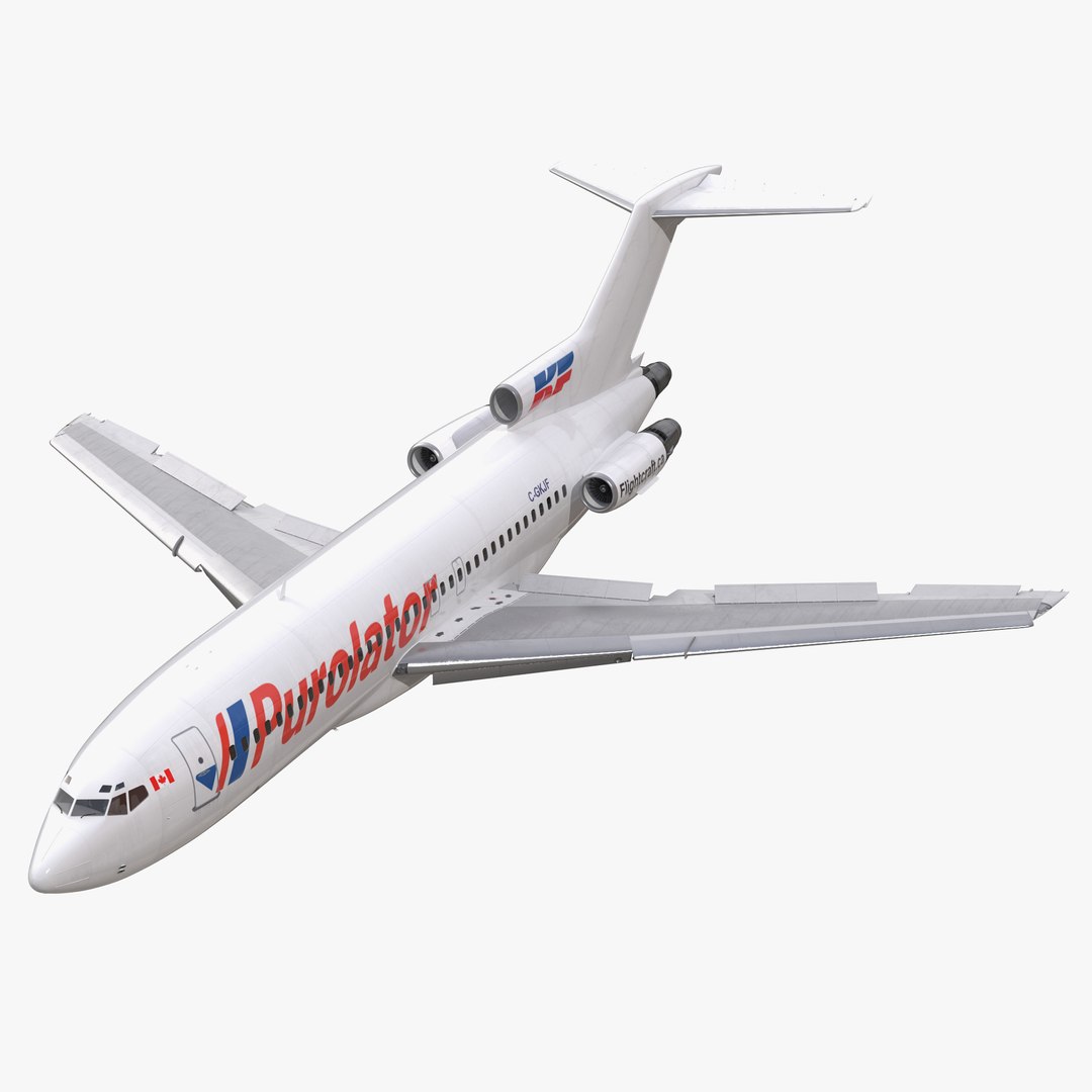 Boeing 727-100 Kelowna Rigged 3D Model 3D model preview