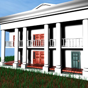 white plantation home 3d c4d