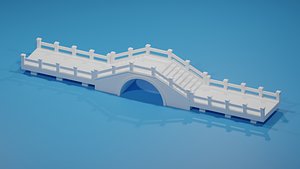 Cartoon Chinese Stone Bridge 3D model