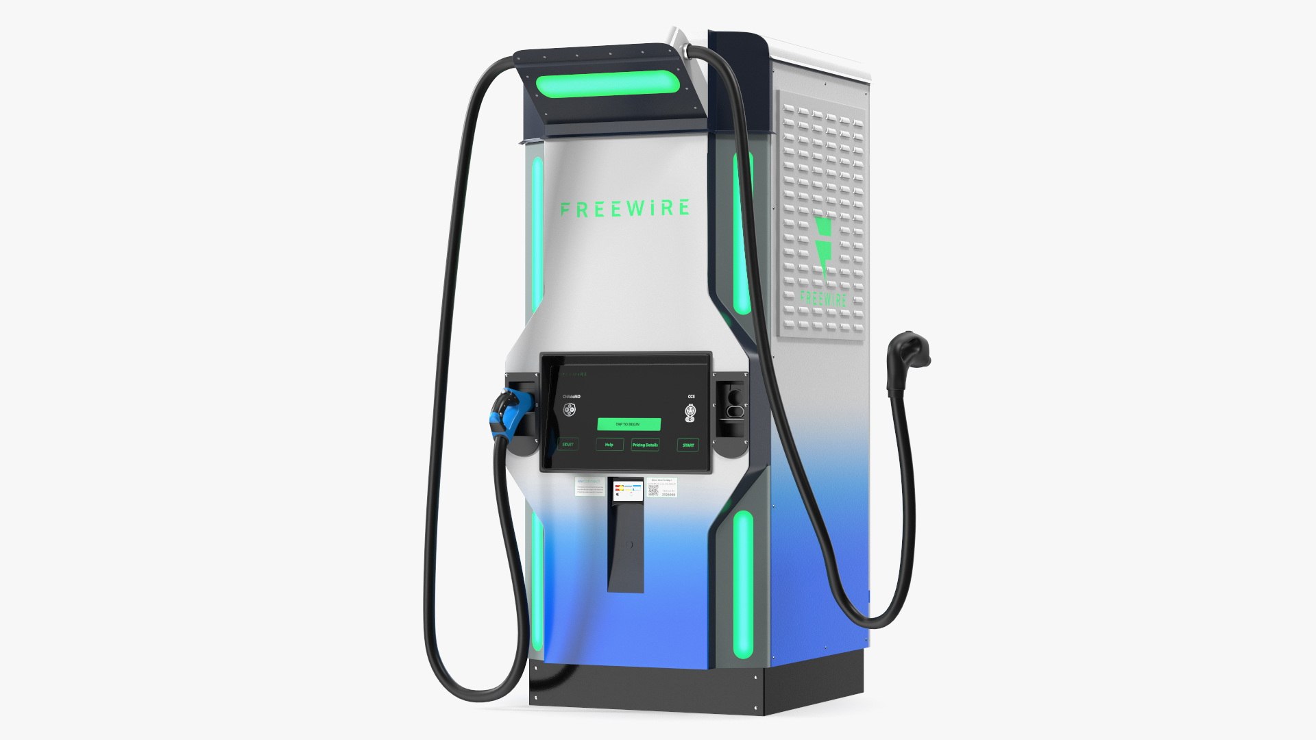 Freewire Ultrafast EV Boost Charger 200 Blue Rigged for Maya 3D model preview