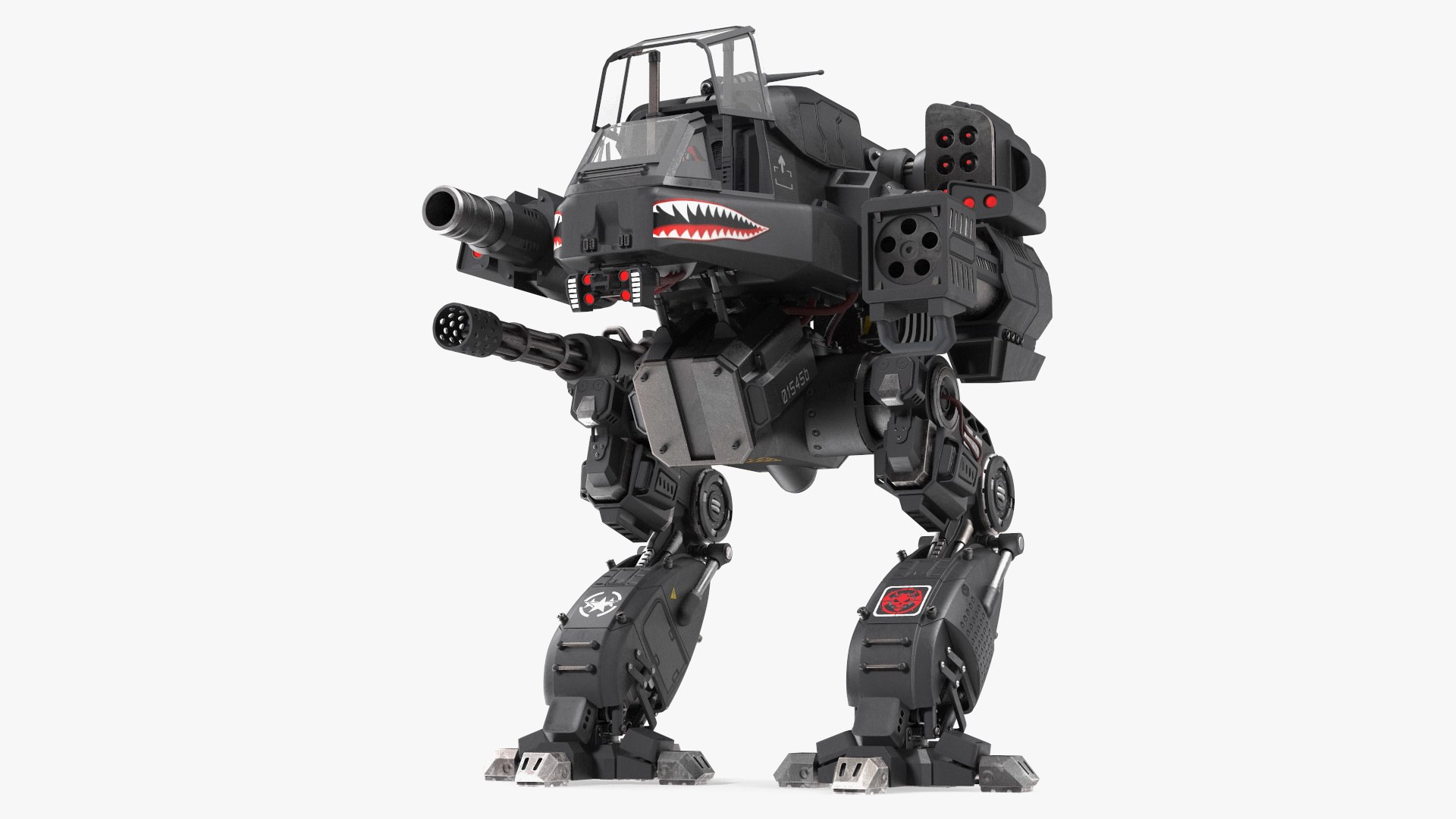 Sci-Fi Robot Black with Pilot 3D model preview