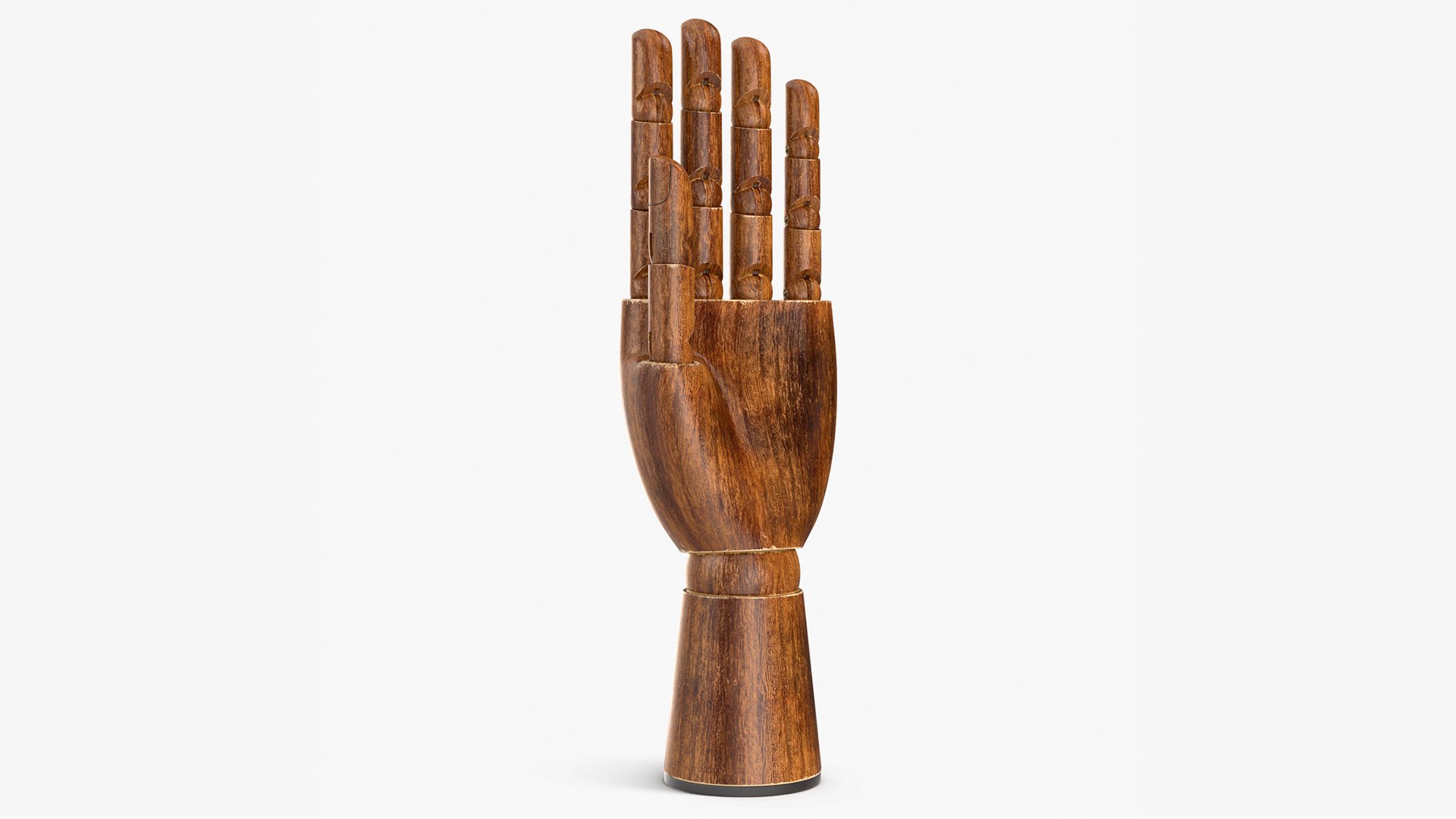 Wooden Hand with Posable Fingers Dark 3D model preview