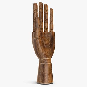 Wooden Hand with Posable Fingers Dark 3D model
