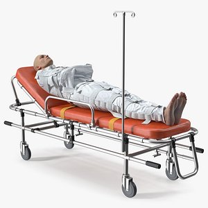 Patient in Straitjacket on Stretcher