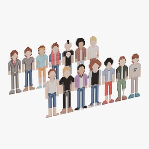 3D Pixel People Men