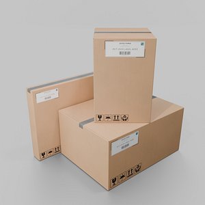 Multi-Size Cardboard Box Bundle - Rigged and Customizable 3D model