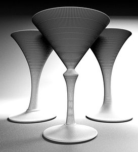 3 Genuine Hand-Made Martini Glasses
