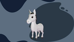 Donkey 3D Cartoon Rigged Model - Blender