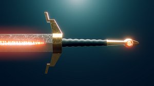Enchanted Runed Sword - Low Poly 3D Print Game Asset