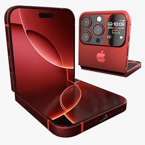 iPhone Flip Bent Crimson Red model