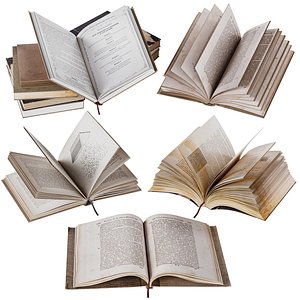 Set of Books 8 - Opened books model