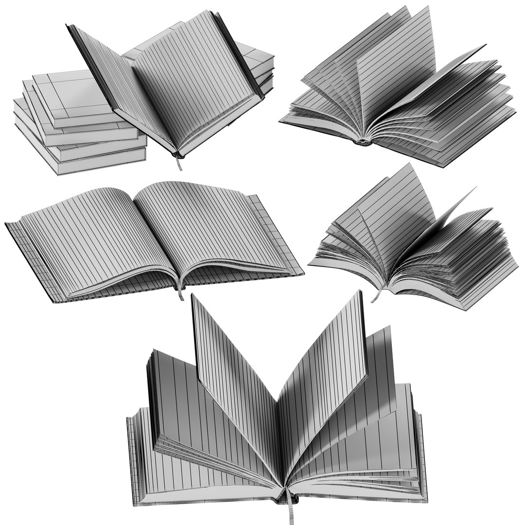 Set Of Books 8 - Opened Books Model - TurboSquid 1909261