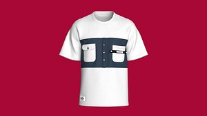 Men Double Pocket T-shirt With Patch 3D