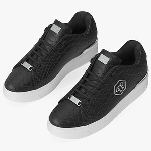 3D Sneakers Philipp Plein Python Lo-Top Black