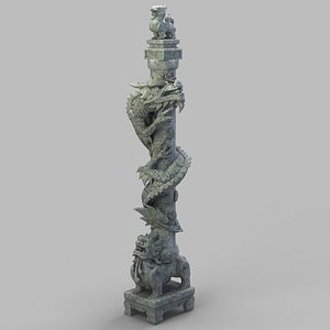 3D chinese dragon pillar model