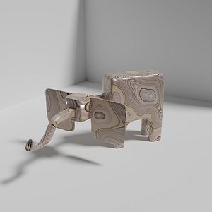 Wooden elephant with rectangular shapes 3D model