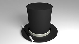 3d obj magician hat wand
