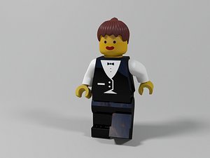 3d model restaurant waitress lego character