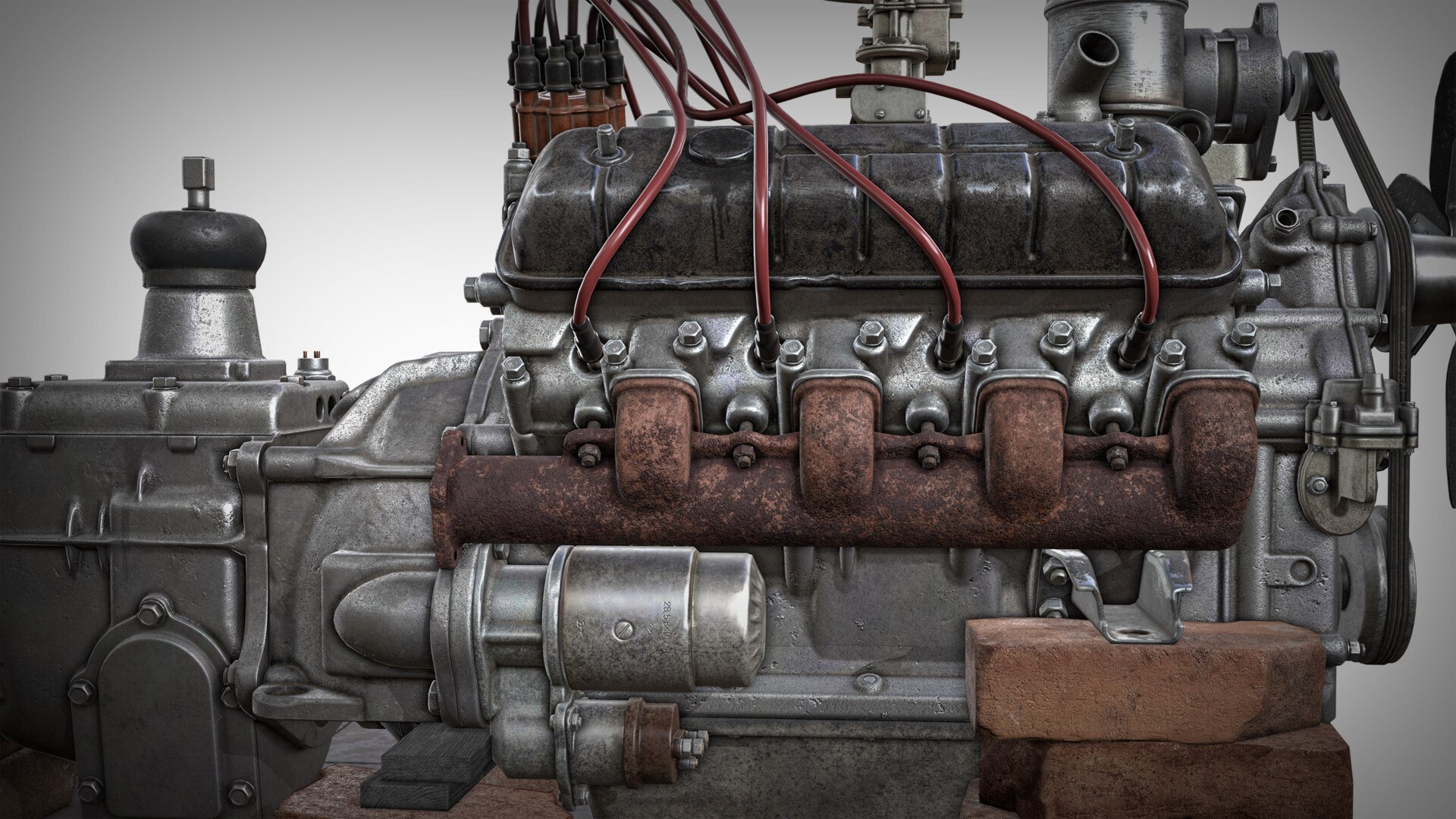 3D Old Engine Truck Motor ZMZ-53 V8 Yk1 - TurboSquid 2383744