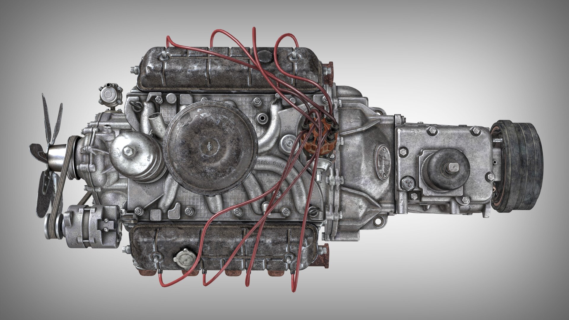 3D Old Engine Truck Motor ZMZ-53 V8 Yk1 - TurboSquid 2383744