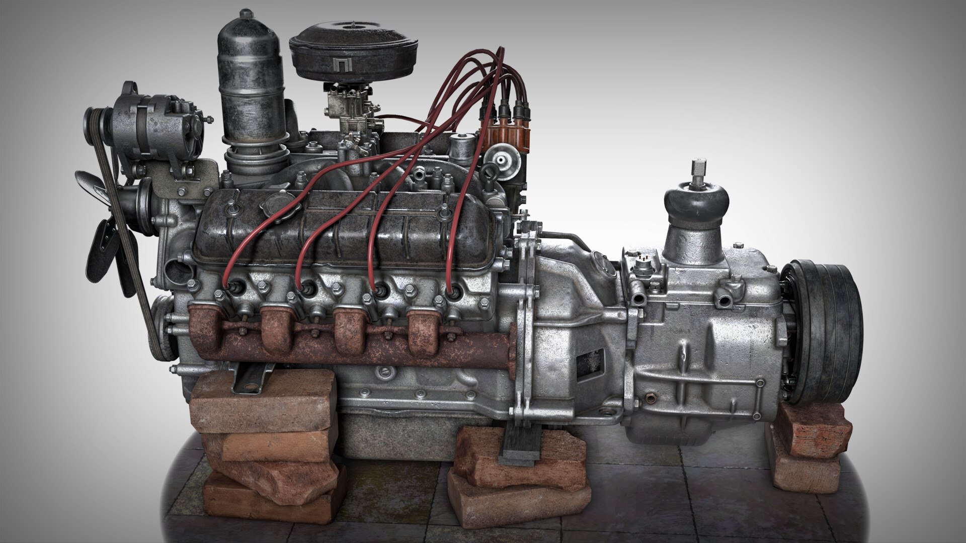3D Old Engine Truck Motor ZMZ-53 V8 Yk1 - TurboSquid 2383744