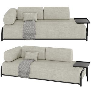Sofa 3 seater Compo with tray beige 3D model