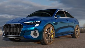 3D Audi A3 sedan 2021 model