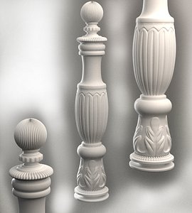 Baluster Column with leaves for cnc milling print