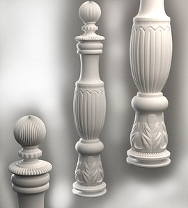 Baluster Column with leaves for cnc milling print