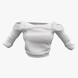 White Off Shoulder Bow Front Top