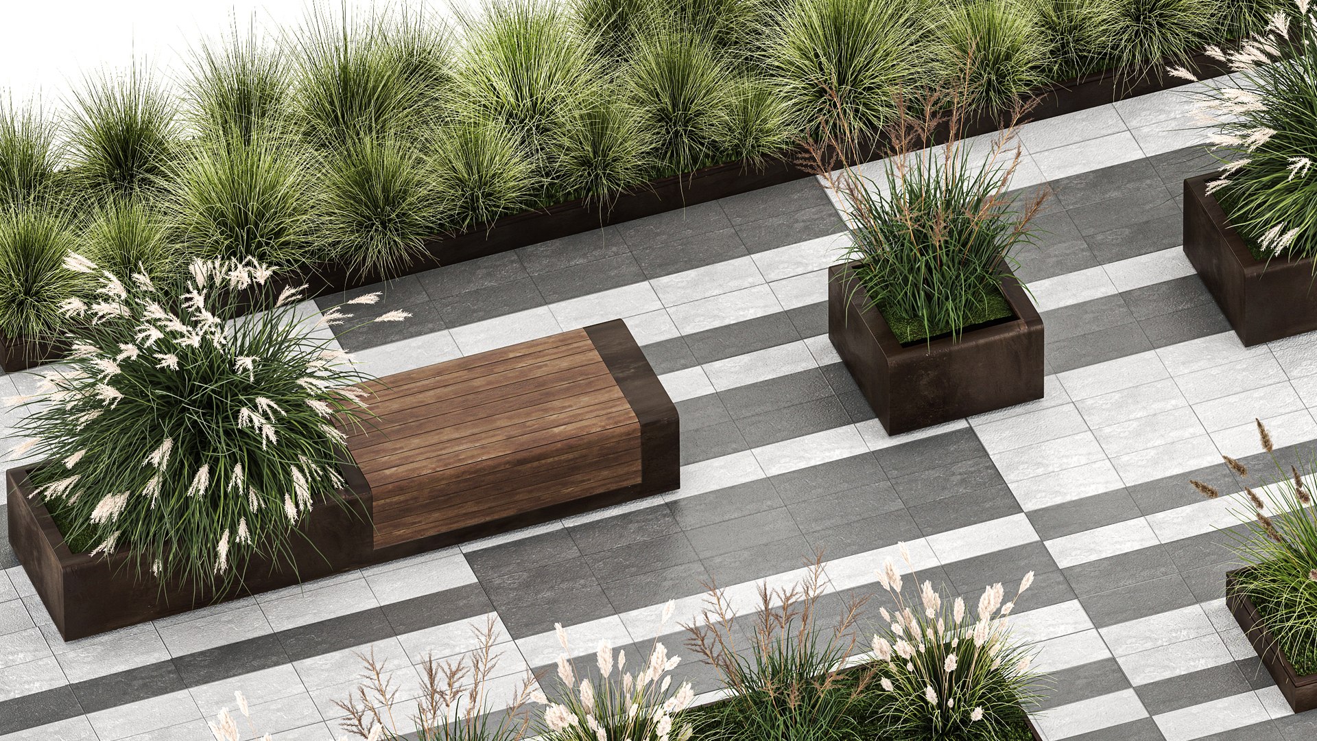 3D Bushes With Bench For Outdoor Environment 1148 - TurboSquid 1985533