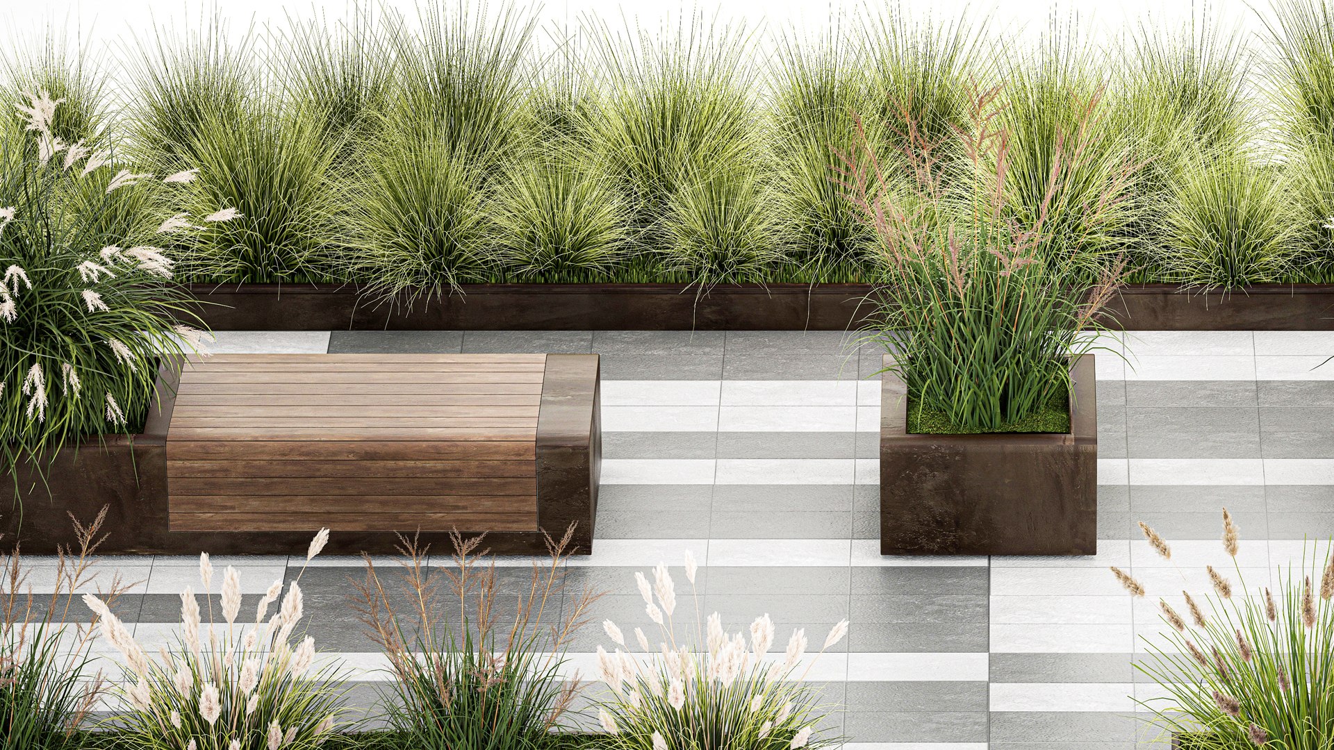 3D Bushes With Bench For Outdoor Environment 1148 - TurboSquid 1985533